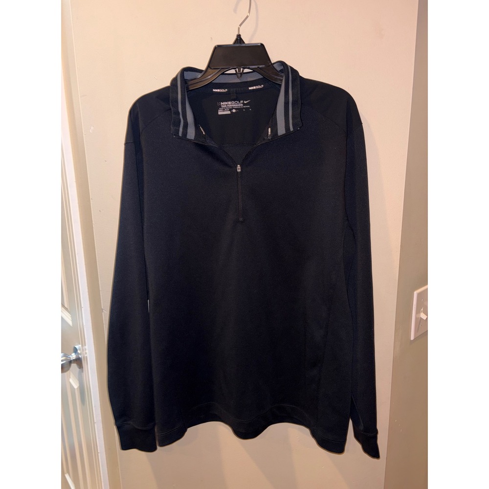Nike Golf Tour Performance Dri-FIT Black Quarter Zip Pullover Mens Large L